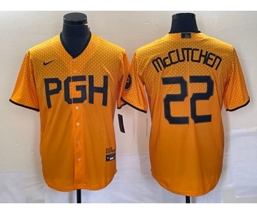 Men's Pittsburgh Pirates #22 Andrew McCutchen Gold 2023 City Connect Stitched Jersey 1