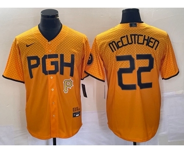 Men's Pittsburgh Pirates #22 Andrew McCutchen Gold 2023 City Connect Stitched Jersey