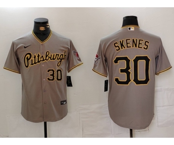 Men's Pittsburgh Pirates #30 Paul Skenes Number Grey Stitched Jersey