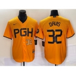 Men's Pittsburgh Pirates #32 Henry Davis Number Yellow 2023 City Connect Stitched Jersey