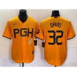 Men's Pittsburgh Pirates #32 Henry Davis Yellow 2023 City Connect Stitched Jersey1