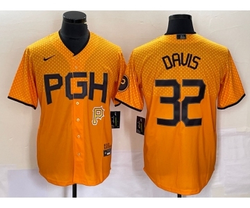 Men's Pittsburgh Pirates #32 Henry Davis Yellow 2023 City Connect Stitched Jersey1