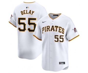 Men's Pittsburgh Pirates #55 Jason Delay White Home Limited Baseball Stitched Jersey