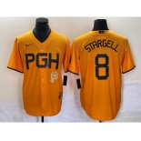 Men's Pittsburgh Pirates #8 Willie Stargell Gold 2023 City Connect Stitched Jersey