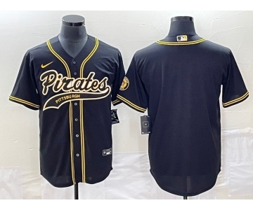 Men's Pittsburgh Pirates Blank Black Cool Base Stitched Baseball Jersey