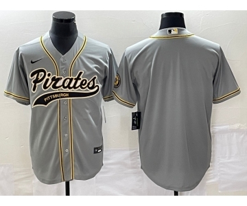 Men's Pittsburgh Pirates Blank Grey Cool Base Stitched Baseball Jersey