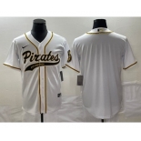 Men's Pittsburgh Pirates Blank White Cool Base Stitched Baseball Jersey