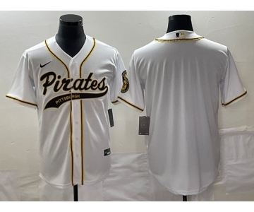 Men's Pittsburgh Pirates Blank White Cool Base Stitched Baseball Jersey