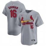 Men St Louis Cardinals #16 Nolan Gorman Grey 2024 Away Limited Stitched Baseball Jersey