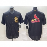 Men St Louis Cardinals Black Team Big Logo Cool Base Stitched Jersey 2