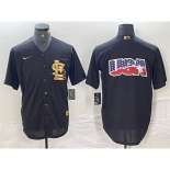 Men St Louis Cardinals Black Team Big Logo Cool Base Stitched Jersey