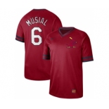 Men's Nike Cardinals #6 Stan Musial Red Cooperstown Collection Stitched Baseball Jersey