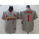 Men's Nike St. Louis Cardinals #1 Ozzie Smith Grey Retro Baseball Jersey