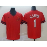 Men's Nike St. Louis Cardinals #1 Ozzie Smith Red M&N MLB Jersey