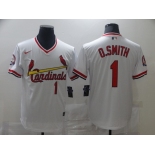 Men's Nike St. Louis Cardinals #1 Ozzie Smith White Retro Baseball Jersey