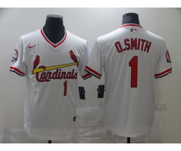 Men's Nike St. Louis Cardinals #1 Ozzie Smith White Retro Baseball Jersey