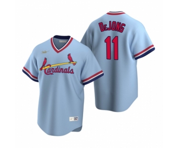 Men's Nike St. Louis Cardinals #11 Paul DeJong Light Blue Cooperstown Collection Road Stitched Baseball Jersey