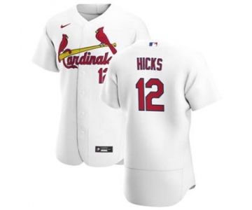 Men's Nike St. Louis Cardinals #12 Jordan Hicks White Home 2020 Authentic Player Baseball Jersey