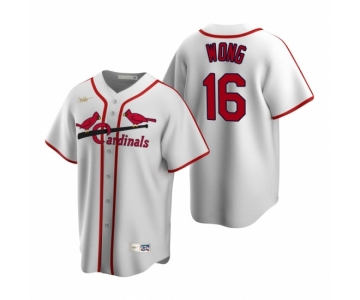 Men's Nike St. Louis Cardinals #16 Kolten Wong White Cooperstown Collection Home Stitched Baseball Jersey