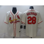 Men's Nike St. Louis Cardinals #28 Nolan Arenado Cream Cool Base Home Stitched Baseball Jersey