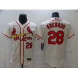 Men's Nike St. Louis Cardinals #28 Nolan Arenado Cream Flex Base Home Stitched Baseball Jersey