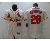 Men's Nike St. Louis Cardinals #28 Nolan Arenado Cream Flex Base Home Stitched Baseball Jersey