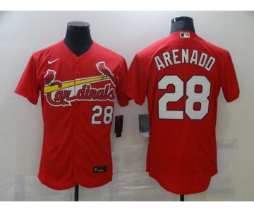 Men's Nike St. Louis Cardinals #28 Nolan Arenado Red Flex Base Home Stitched Baseball Jersey