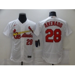 Men's Nike St. Louis Cardinals #28 Nolan Arenado White Flex Base Home Stitched Baseball Jersey