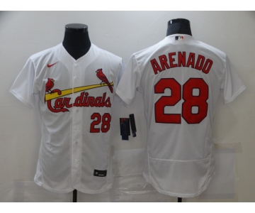 Men's Nike St. Louis Cardinals #28 Nolan Arenado White Flex Base Home Stitched Baseball Jersey