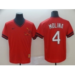 Men's Nike St. Louis Cardinals #4 Yadier Molina Red M&N MLB Jersey