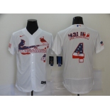 Men's Nike St. Louis Cardinals #4 Yadier Molina Yadi White USA Flag Fashion Flex Base Authentic Baseball Jersey