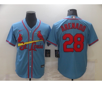 Men's Nike St. Louis Cardinals#28 Nolan Arenado Blue Cool Base Home Stitched Baseball Jersey