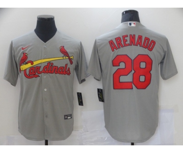 Men's Nike St. Louis Cardinals#28 Nolan Arenado Grey Cool Base Home Stitched Baseball Jersey