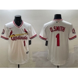 Men's St. Louis Cardinals #1 Ozzie Smith White With Patch Stitched Baseball Jersey