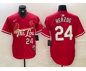 Men's St Louis Cardinals #24 Whitey Herzog Red 2024 City Connect Limited Stitched Baseball Jersey