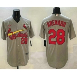 Men's St Louis Cardinals #28 Nolan Arenado Number Grey Stitched Cool Base Nike Jersey