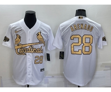 Men's St Louis Cardinals #28 Nolan Arenado Number White 2022 All Star Stitched Cool Base Nike Jersey