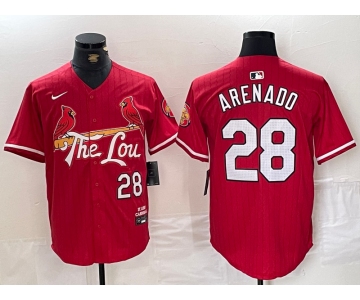 Men's St. Louis Cardinals #28 Nolan Arenado Red 2024 City Connect Limited Stitched Baseball Jersey