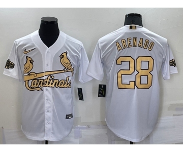 Men's St Louis Cardinals #28 Nolan Arenado White 2022 All Star Stitched Cool Base Nike Jersey