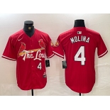 Men's St Louis Cardinals #4 Yadier Molina Red 2024 City Connect Limited Stitched Baseball Jersey