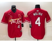 Men's St Louis Cardinals #4 Yadier Molina Red 2024 City Connect Limited Stitched Baseball Jersey