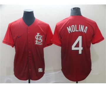 Men's St. Louis Cardinals #4 Yadier Molina Red Fade Stitched Baseball Jersey