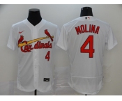 Men's St. Louis Cardinals #4 Yadier Molina White Home Flex Base Authentic Collection Baseball Jersey