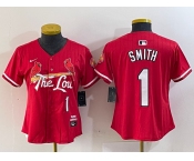 Women's St Louis Cardinals #1 Ozzie Smith Red 2024 City Connect Limited Stitched Baseball Jersey