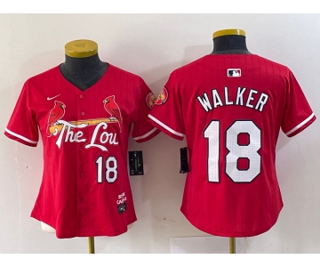 Women's St Louis Cardinals #18 Jordan Walker Red 2024 City Connect Limited Stitched Baseball Jersey