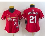 Women's St Louis Cardinals #21 Lars Nootbaar Red 2024 City Connect Limited Stitched Baseball Jersey