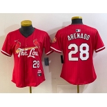 Women's St Louis Cardinals #28 Nolan Arenado Red 2024 City Connect Limited Stitched Jersey