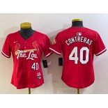 Women's St Louis Cardinals #40 Willson Contreras Red 2024 City Connect Limited Stitched Jersey