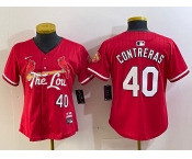 Women's St Louis Cardinals #40 Willson Contreras Red 2024 City Connect Limited Stitched Jersey