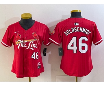 Women's St Louis Cardinals #46 Paul Goldschmidt Red 2024 City Connect Limited Stitched Jersey